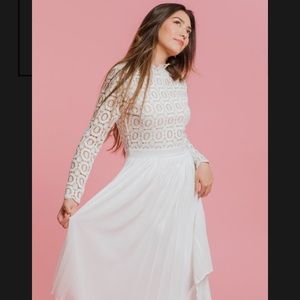 White dress with crochet top